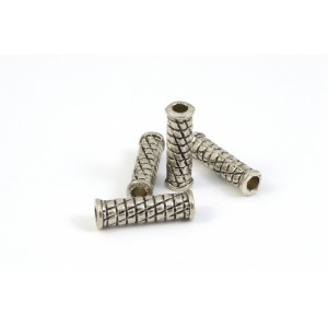 METAL BEAD TUBE 14MM ANTIQUE SILVER